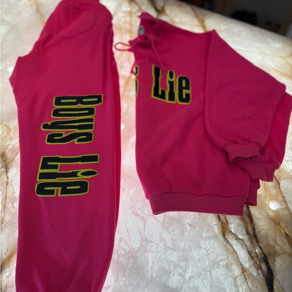 Boys Lie Pink Sweatpants and Sweatshirt Set